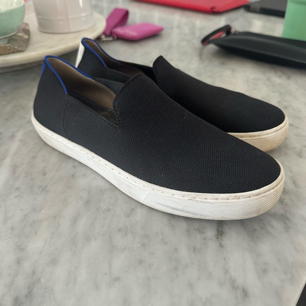 Rothy's Black and Blue Women's Slip-On Sneakers